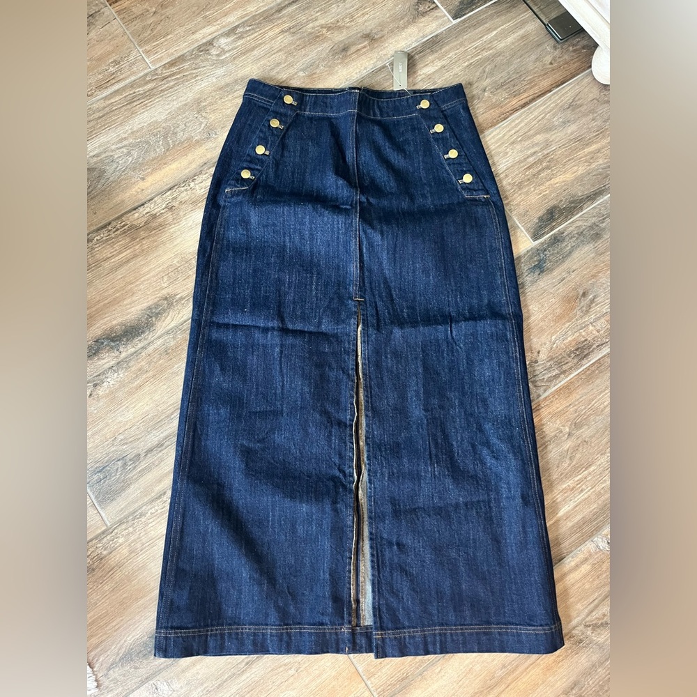 J. Crew Jean skirt with Gold Accents